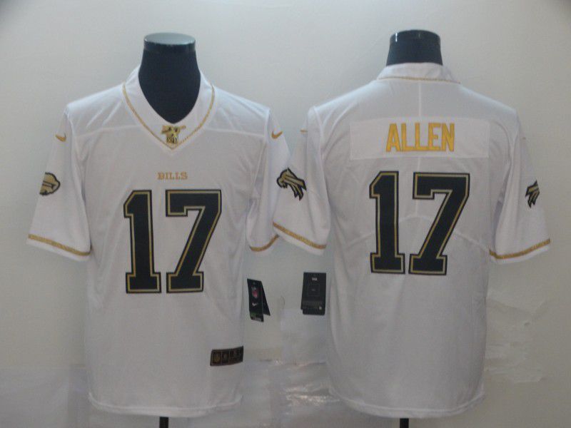 Men Buffalo Bills 17 Allen White Retro gold character Nike NFL Jerseys